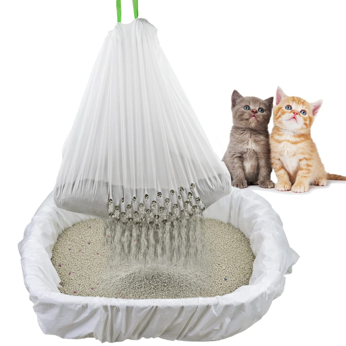 Mygeromon sifting litter liner with holes and drawstring supports quick waste disposal.