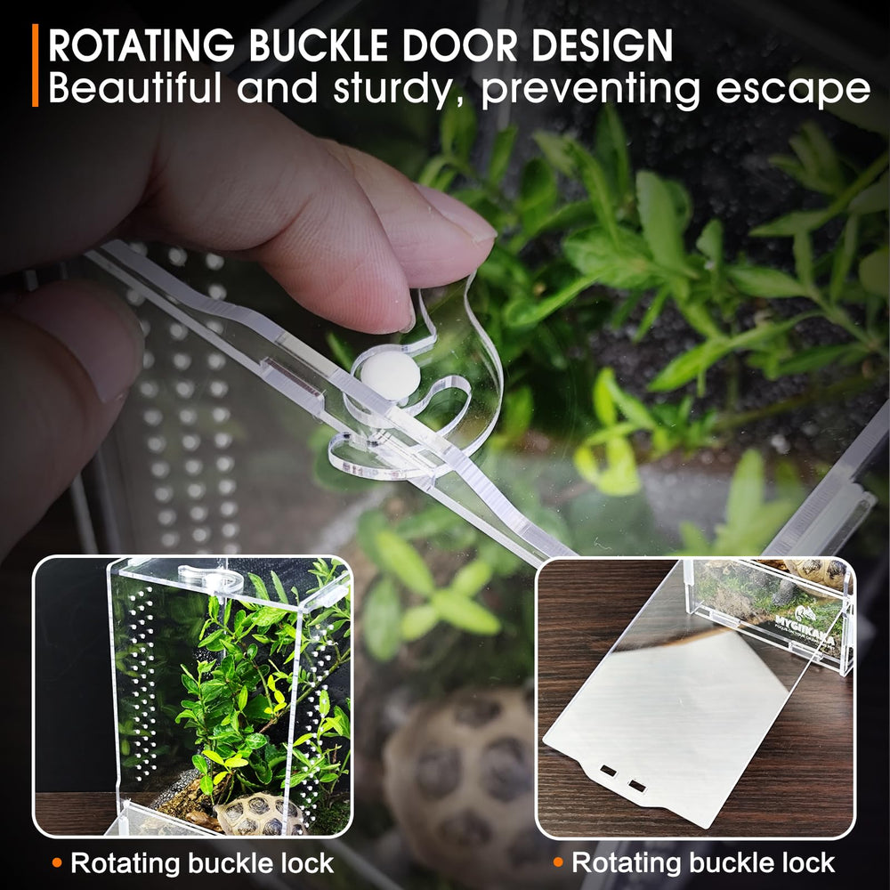 MYGIIKAKA acrylic habitat locking handle keeps small pets secure.