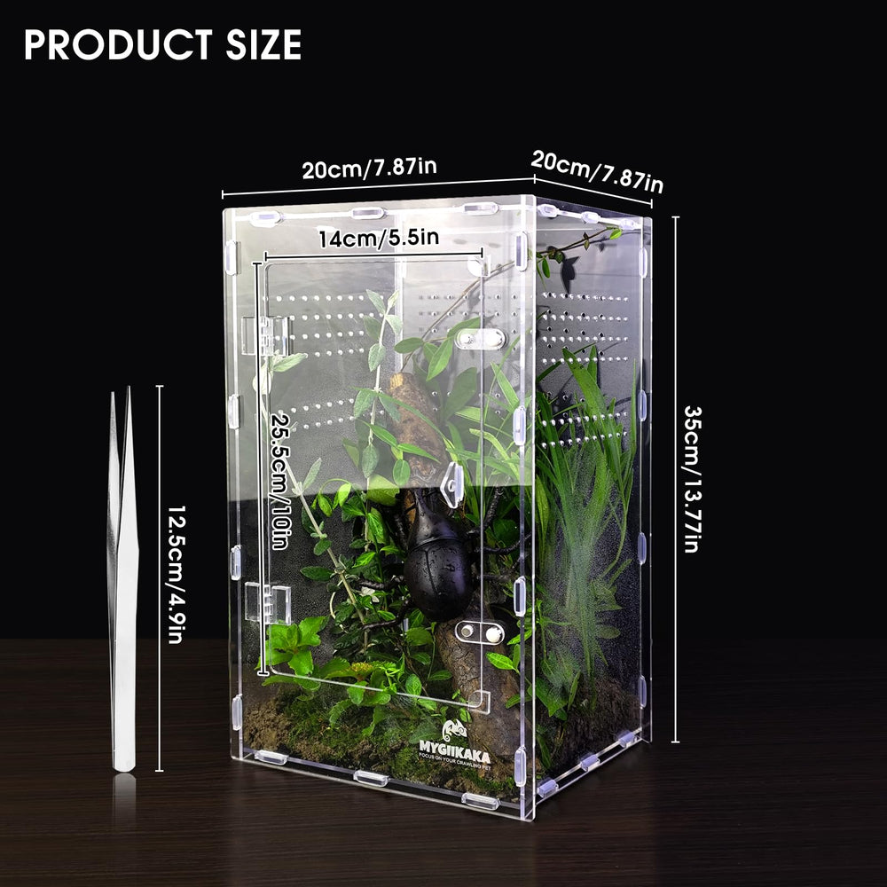 MYGIIKAKA acrylic terrarium with clamshell lid for simple access and feeding