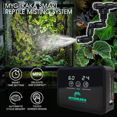 Timer LED display on MYGIIKAKA Reptile Mister shows spray schedule.