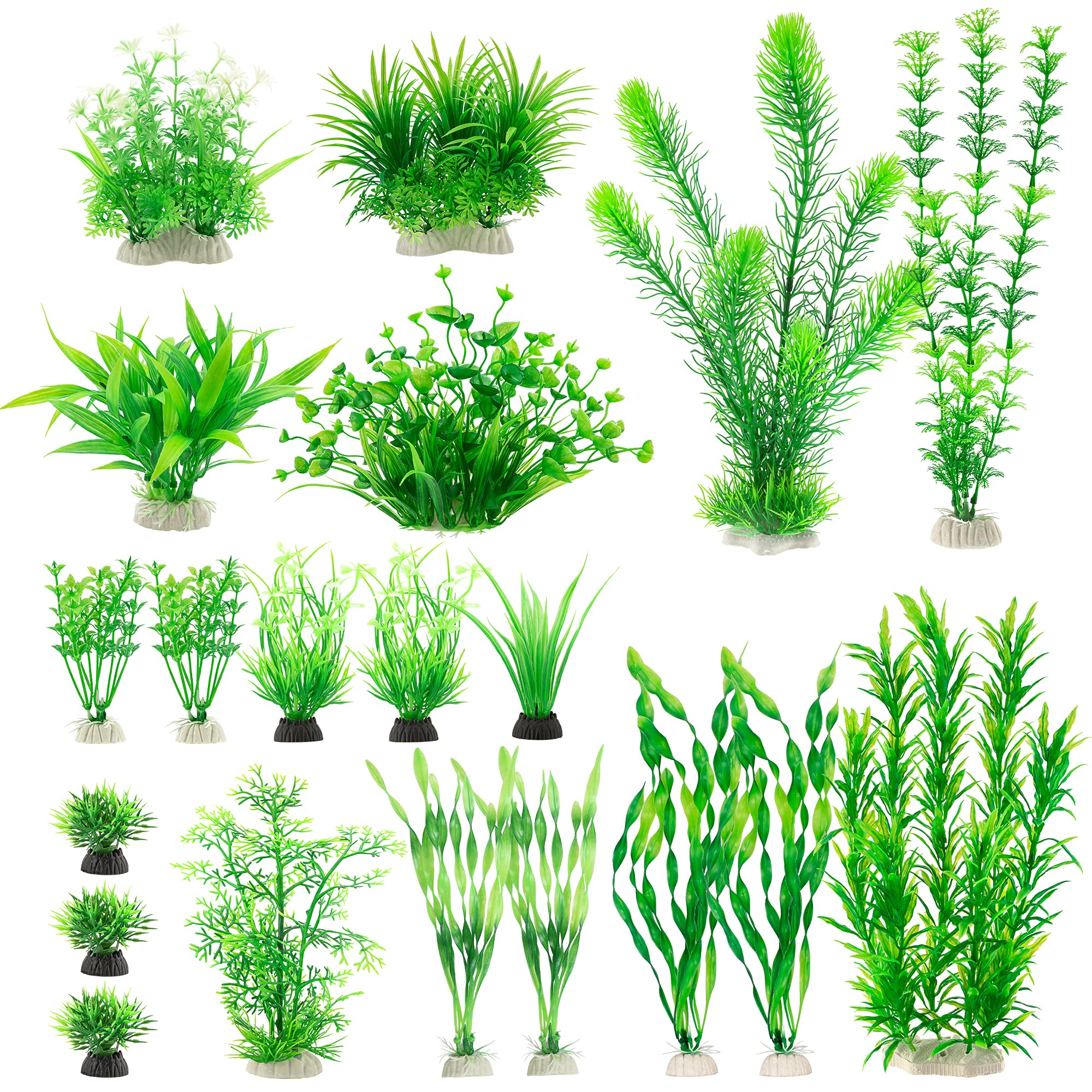 MyLifeUNIT aquarium plants 20-pack green variety adds lush greenery and serves as fish hiding spots.