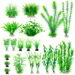 MyLifeUNIT aquarium plants 20-pack green variety adds lush greenery and serves as fish hiding spots.