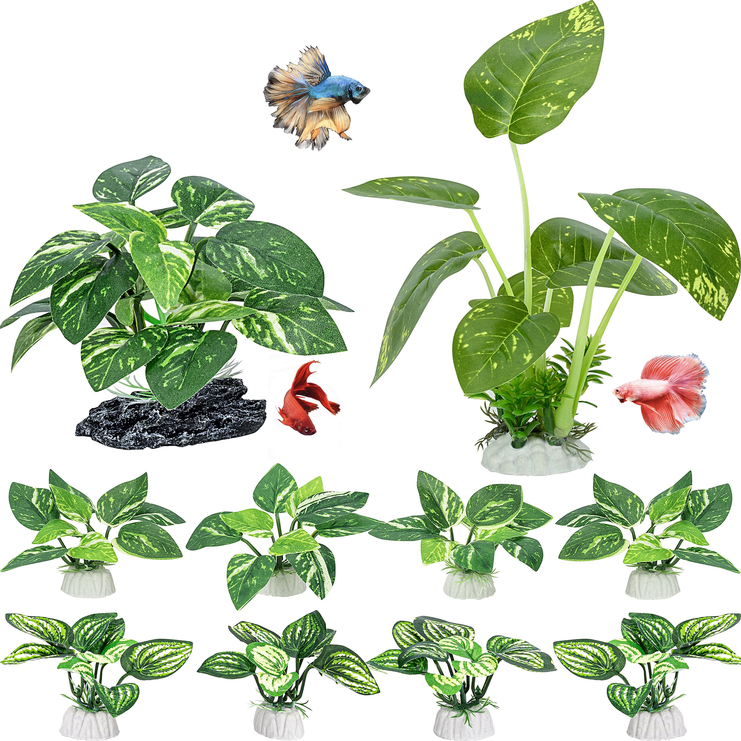 MyLifeUNIT Betta decor large plant offers a natural focal point and hiding spot.