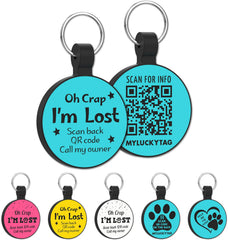 MYLUCKTAG quiet engraved silicone QR tag on pet collar for easy ID