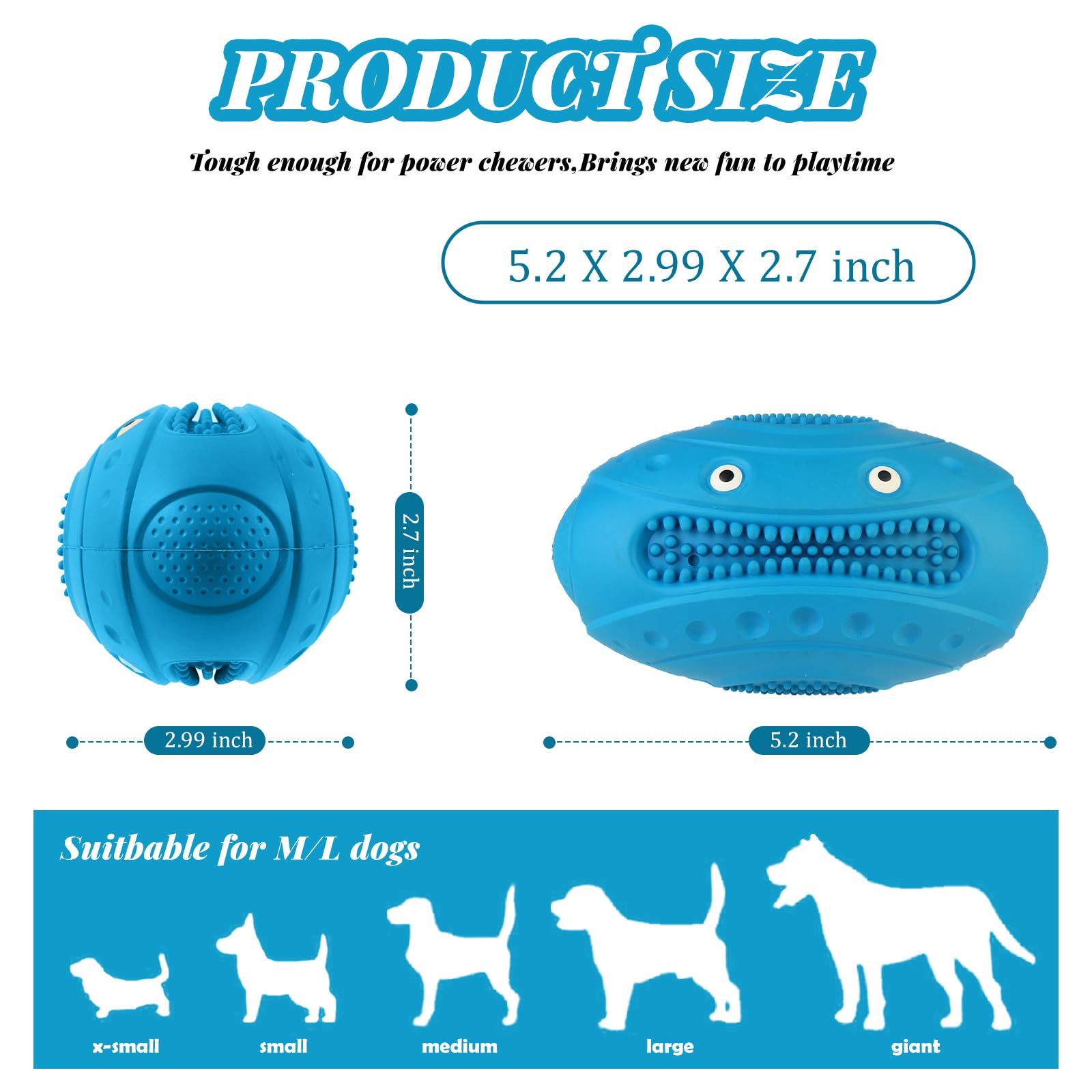 MynePets indestructible chew toy blue safe-for-all-sizes design suits many dogs.
