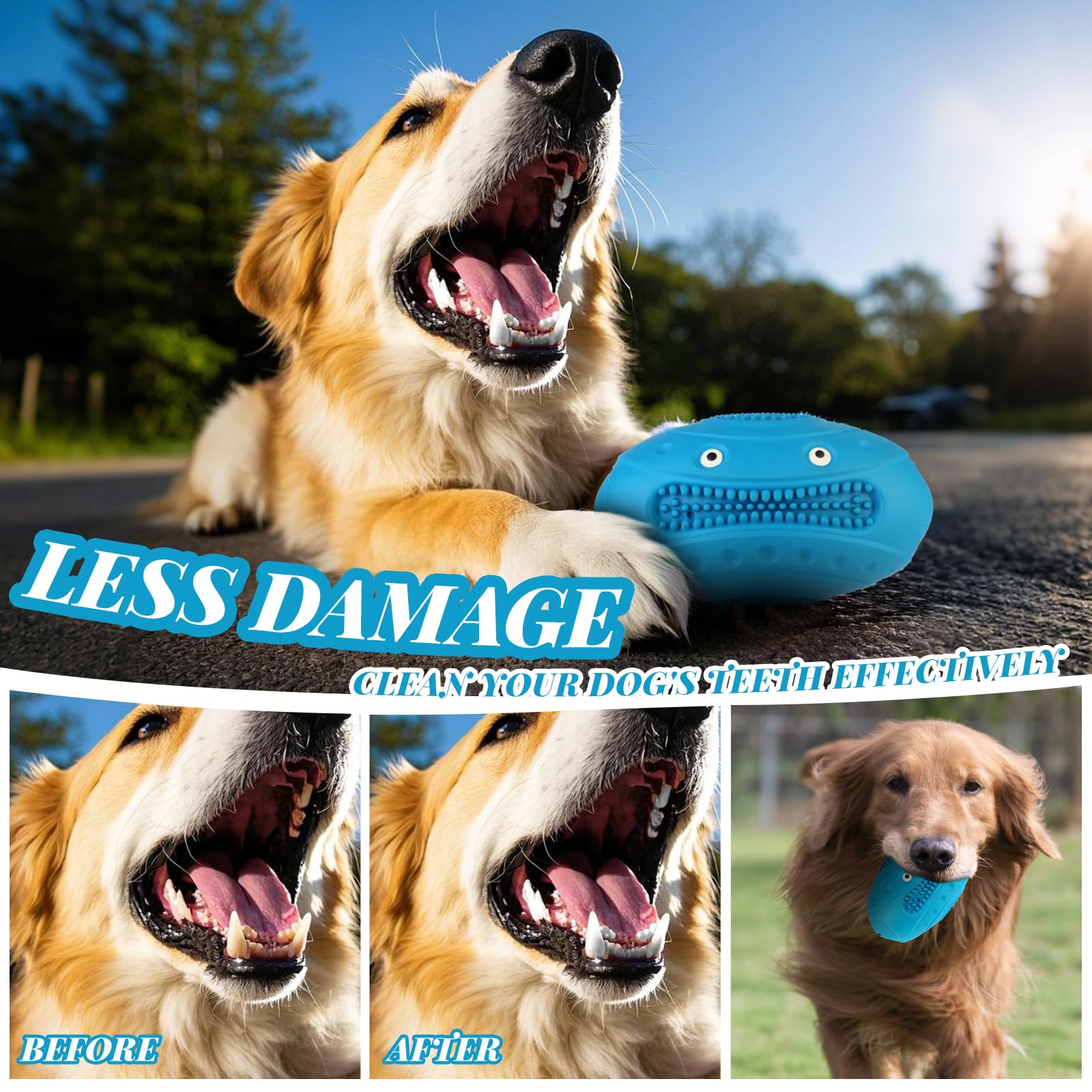 MynePets indestructible chew toy blue squeaky feature adds interactive fun.