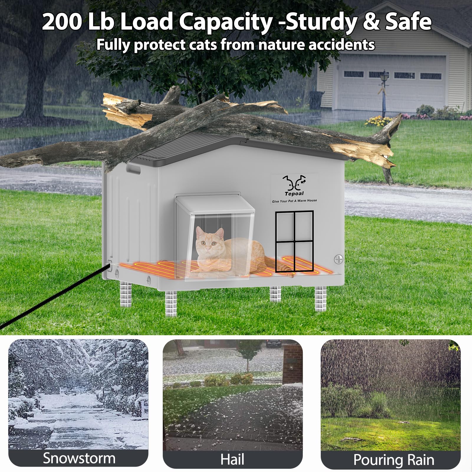 Myodal durable metal frame keeps shelter sturdy against wind and rain.