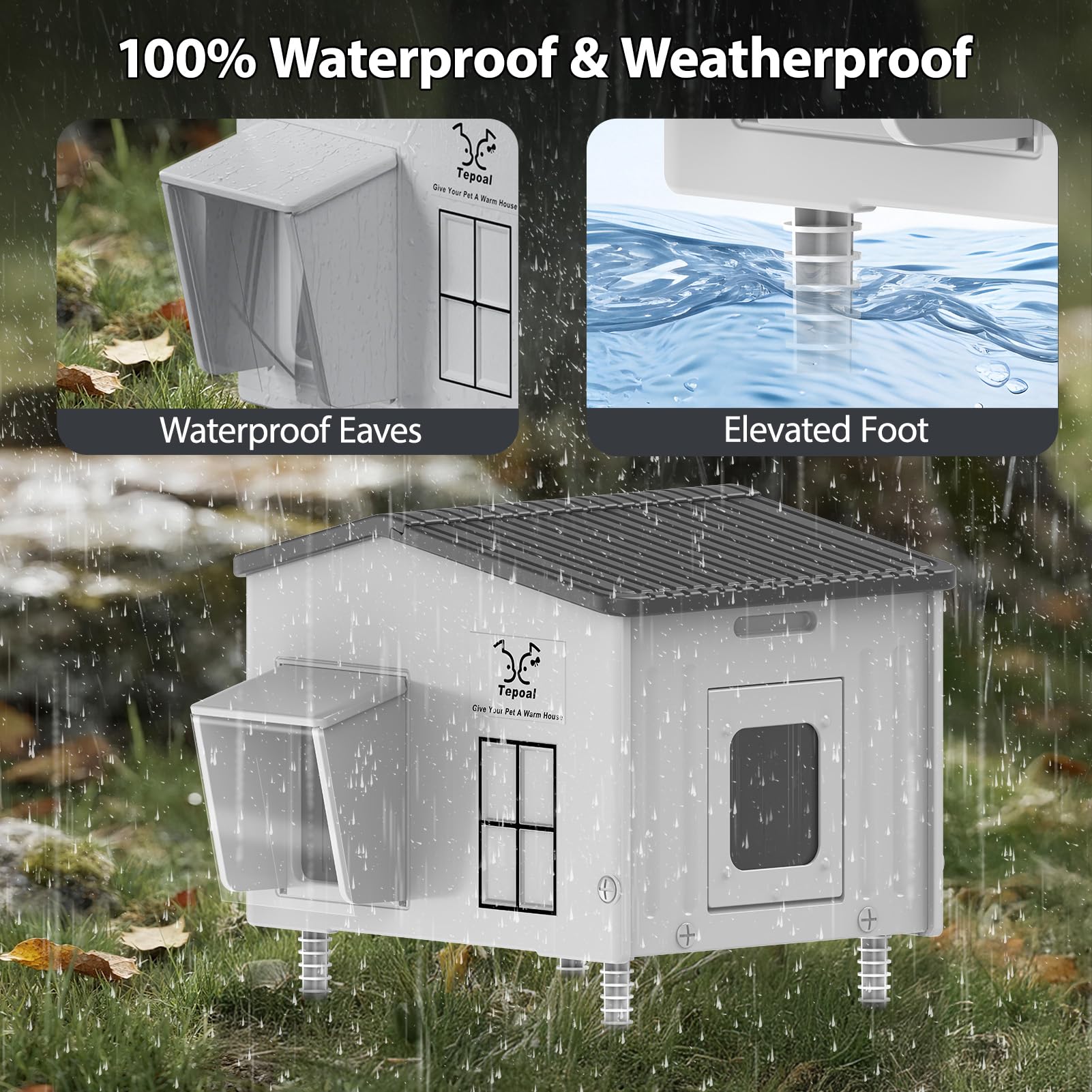 Myodal elevated base raises shelter above ground moisture for dry, comfortable shelter.