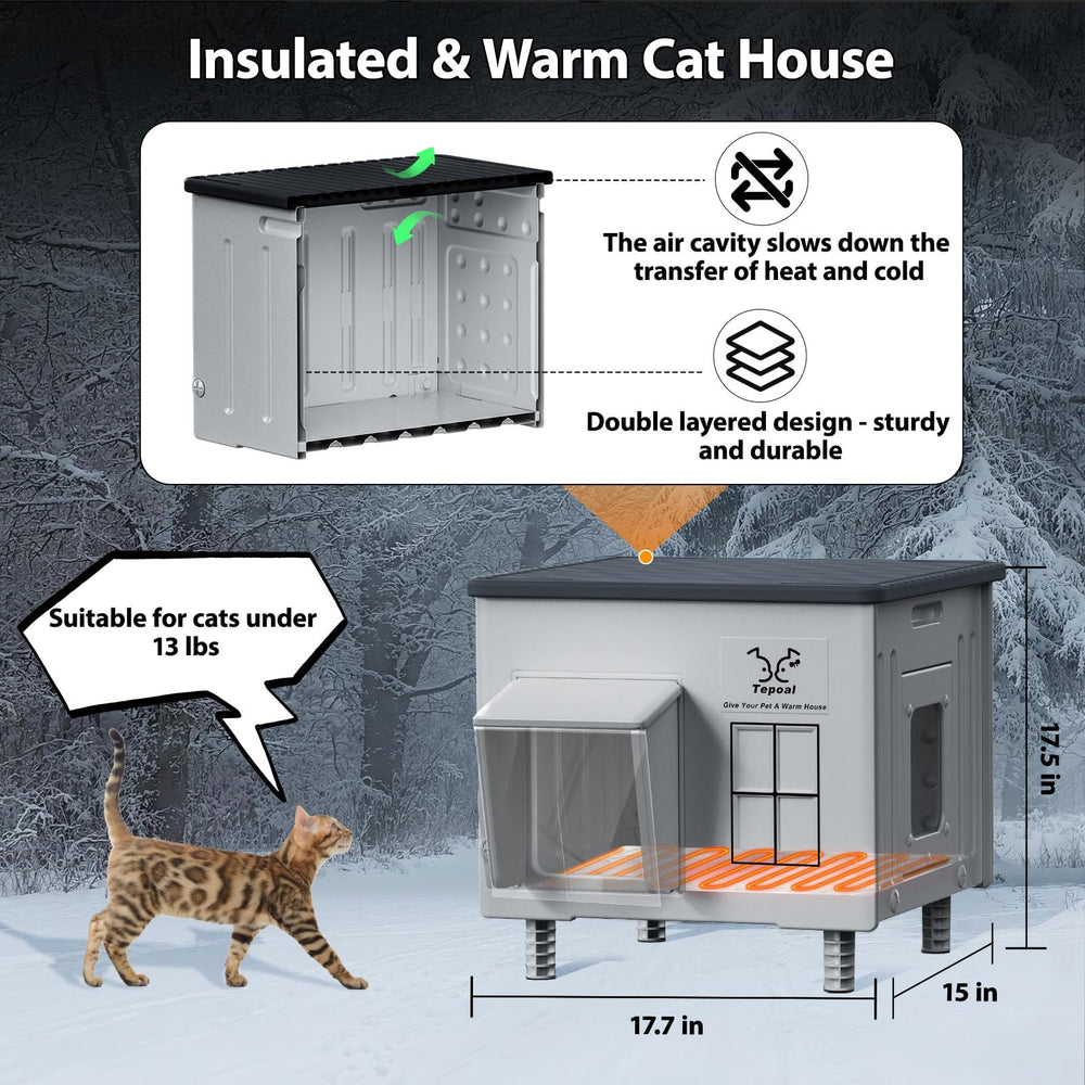 Myodal elevated base image demonstrates bottom protection from moisture for outdoor kitty housing.