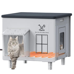 Myodal indestructible heated cat house exterior shows rugged weatherproof protection for outdoor warmth.