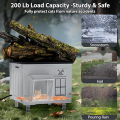 Myodal indestructible heated cat house interior with UL-approved warming pad for cozy shelter