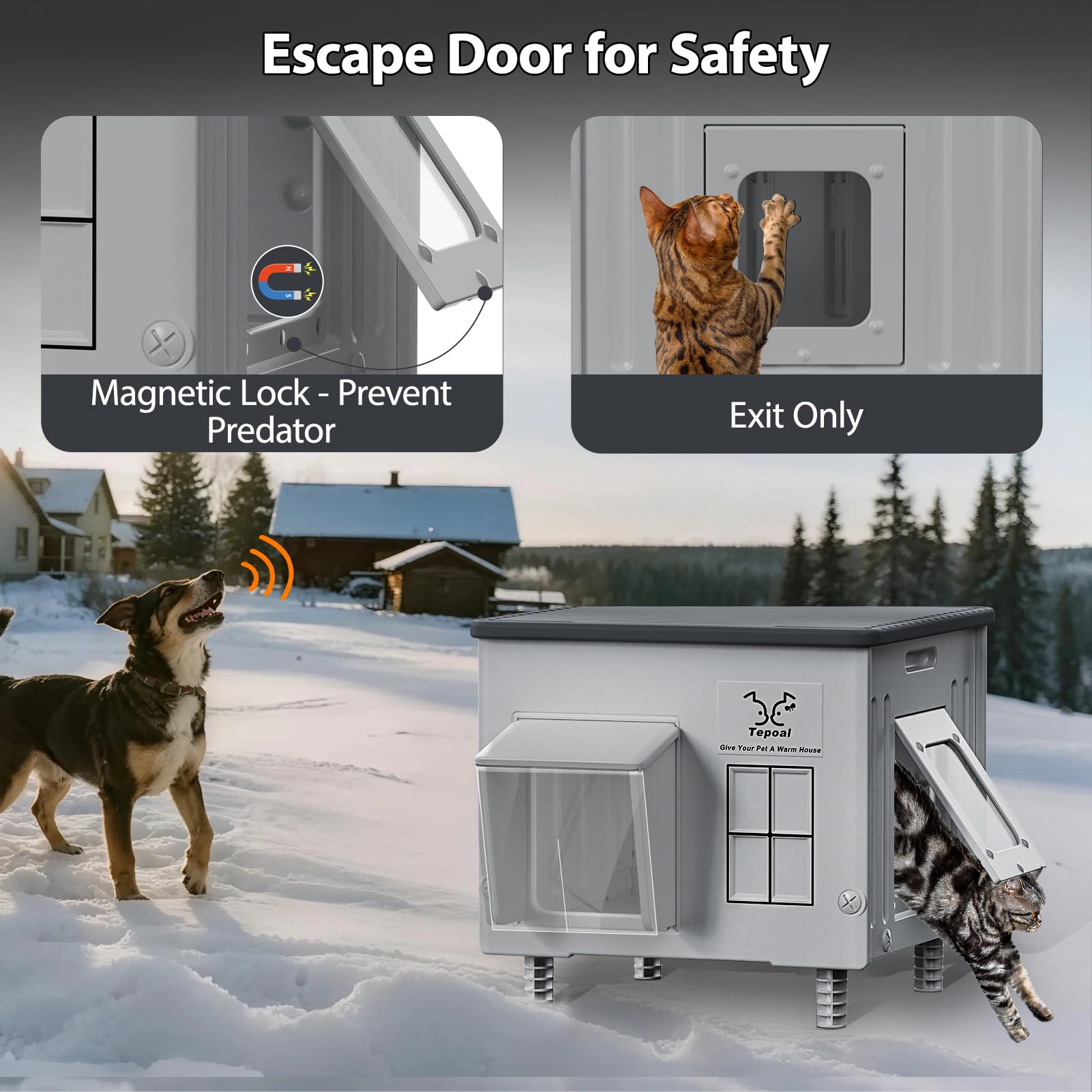 Myodal indestructible heated cat house waterproof awning preventing rain entry for dry shelter