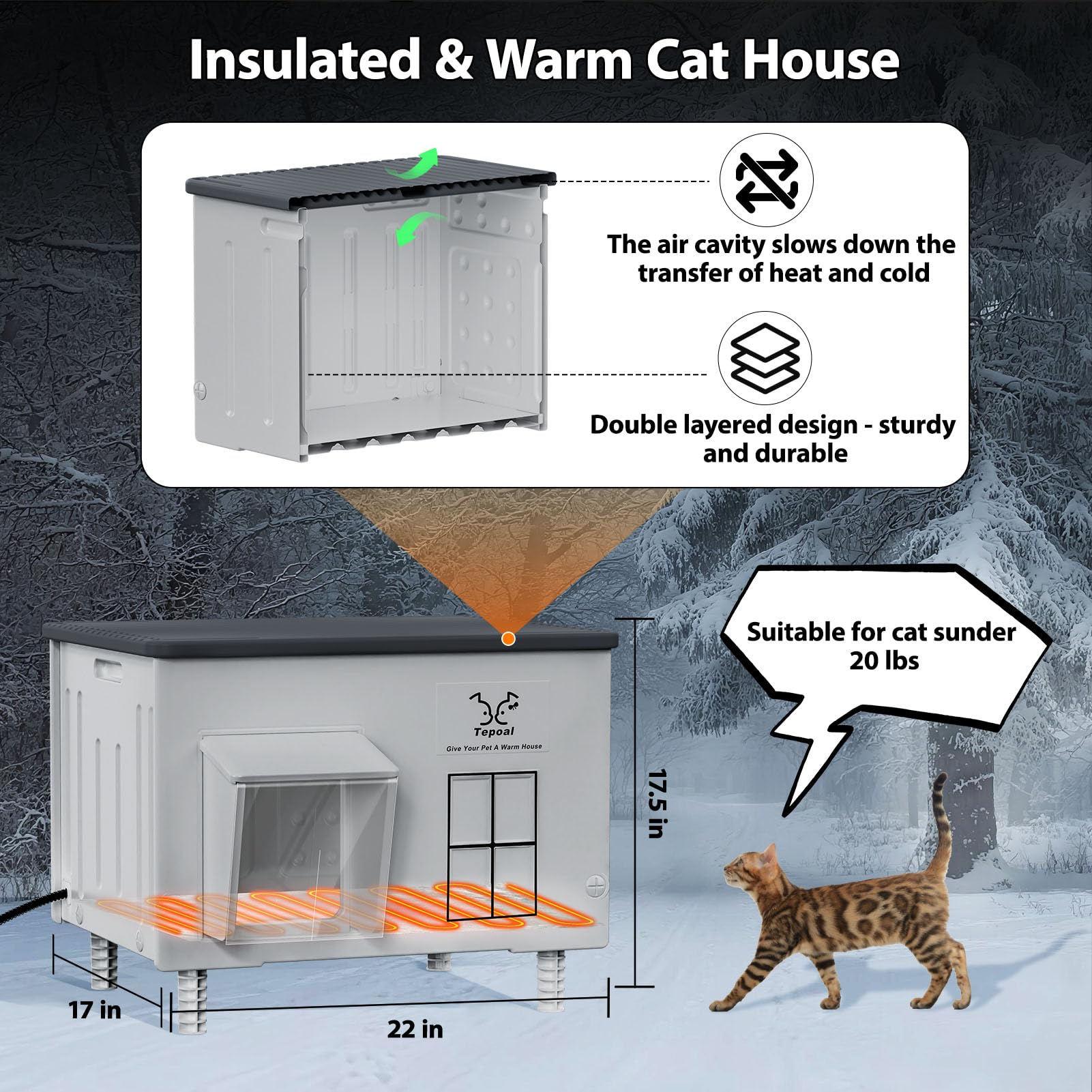 Myodal elevated base design keeps the shelter dry above ground moisture