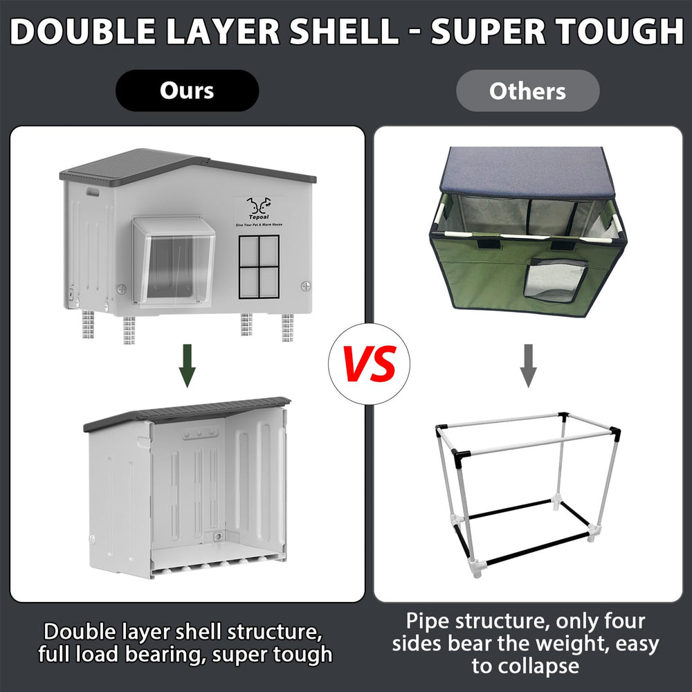 Myodal outdoor cat shelter interior shows a warm, insulated space for winter nights.