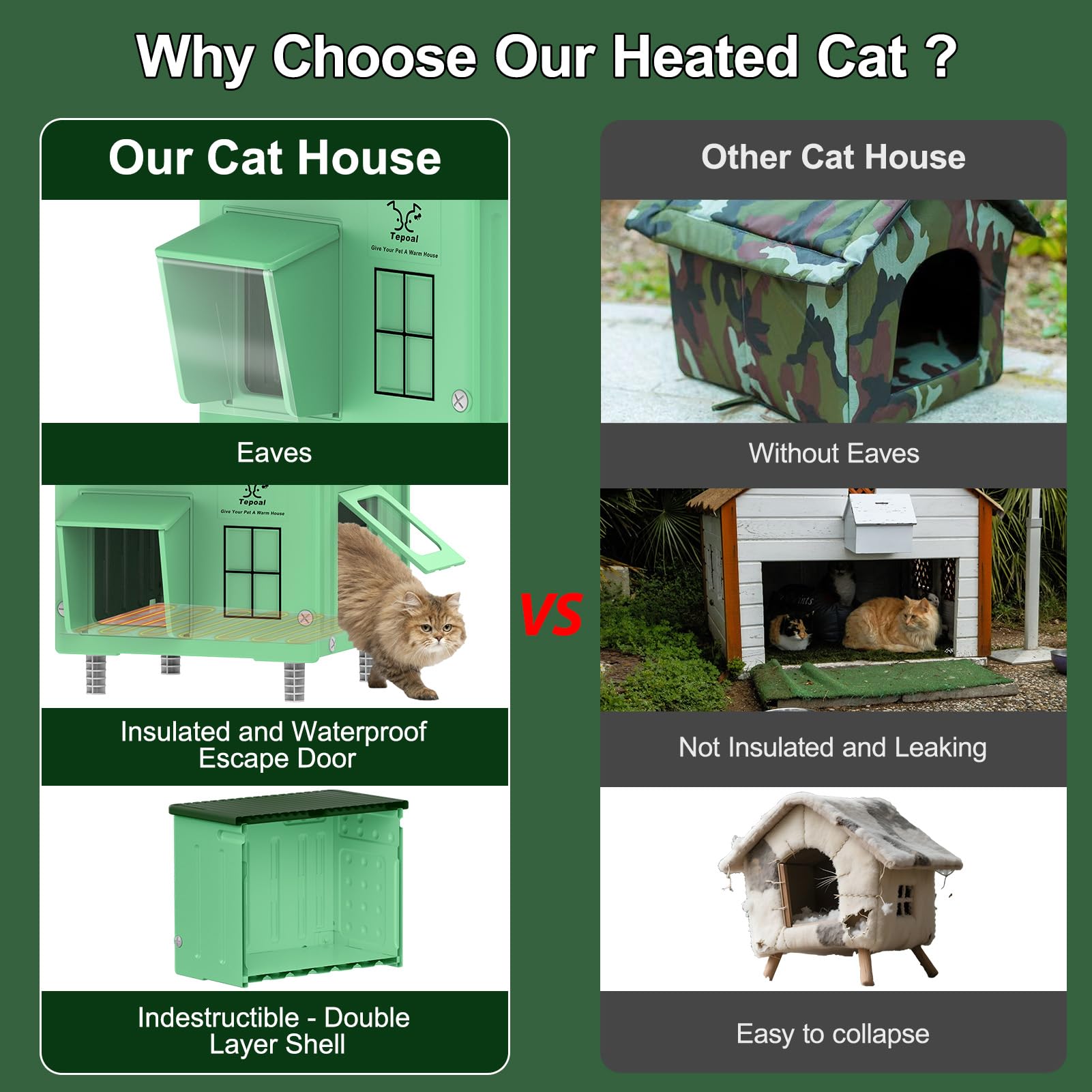 Myodal weatherproof cat house resisting wind and hail for outdoor use