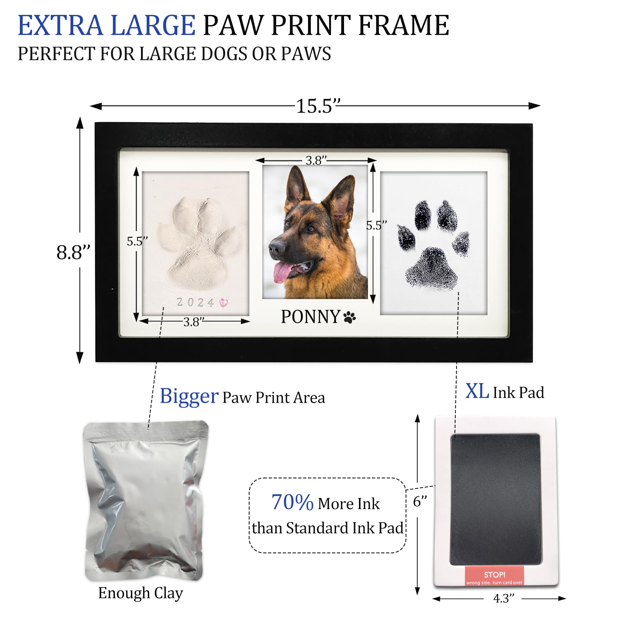 MYPAWLETS paw print frame kit clay for soft, detailed paw impressions