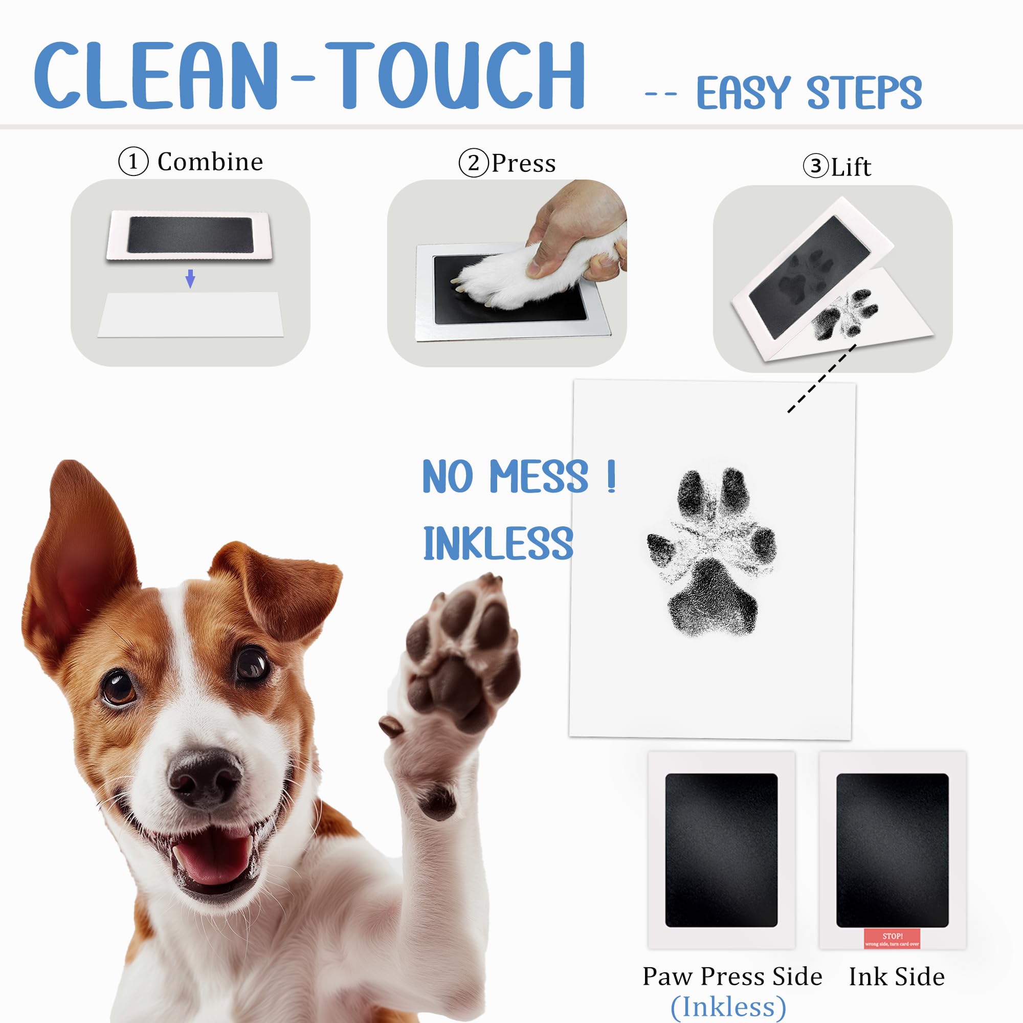 MYPAWLETS inkless paw print pad captures detailed prints without touching paws.