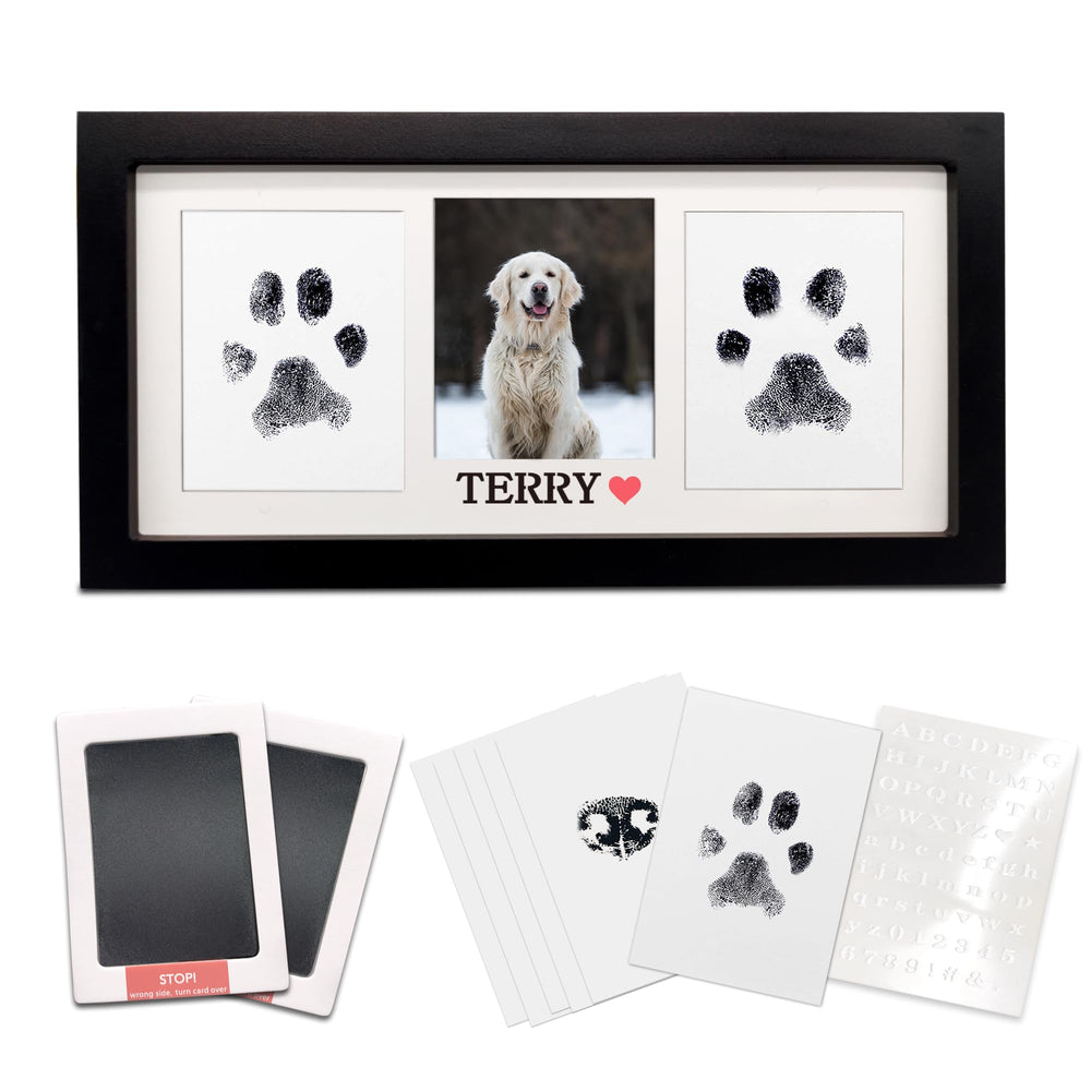 MYPAWLETS paw print frame displays a cherished memory in a stylish wall display.