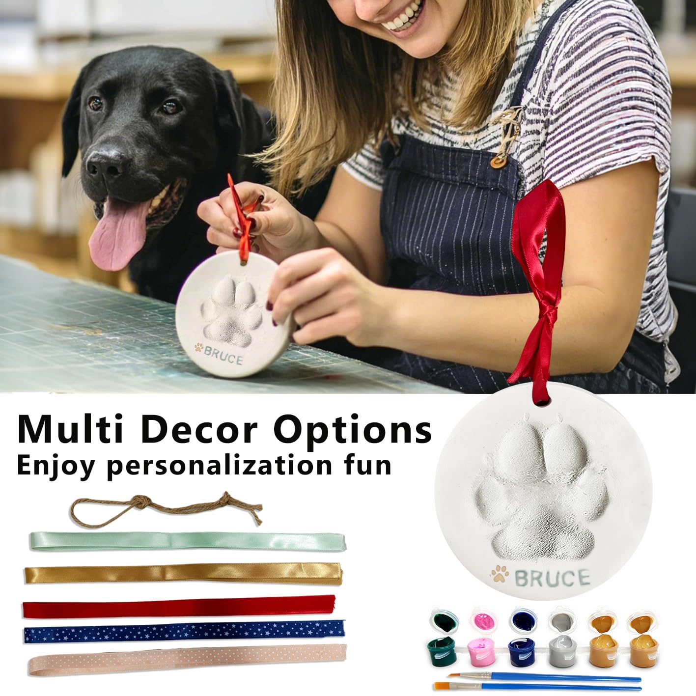 MYPAWLETS pawprints keepsake kit tree ornament display after decorating ready to hang
