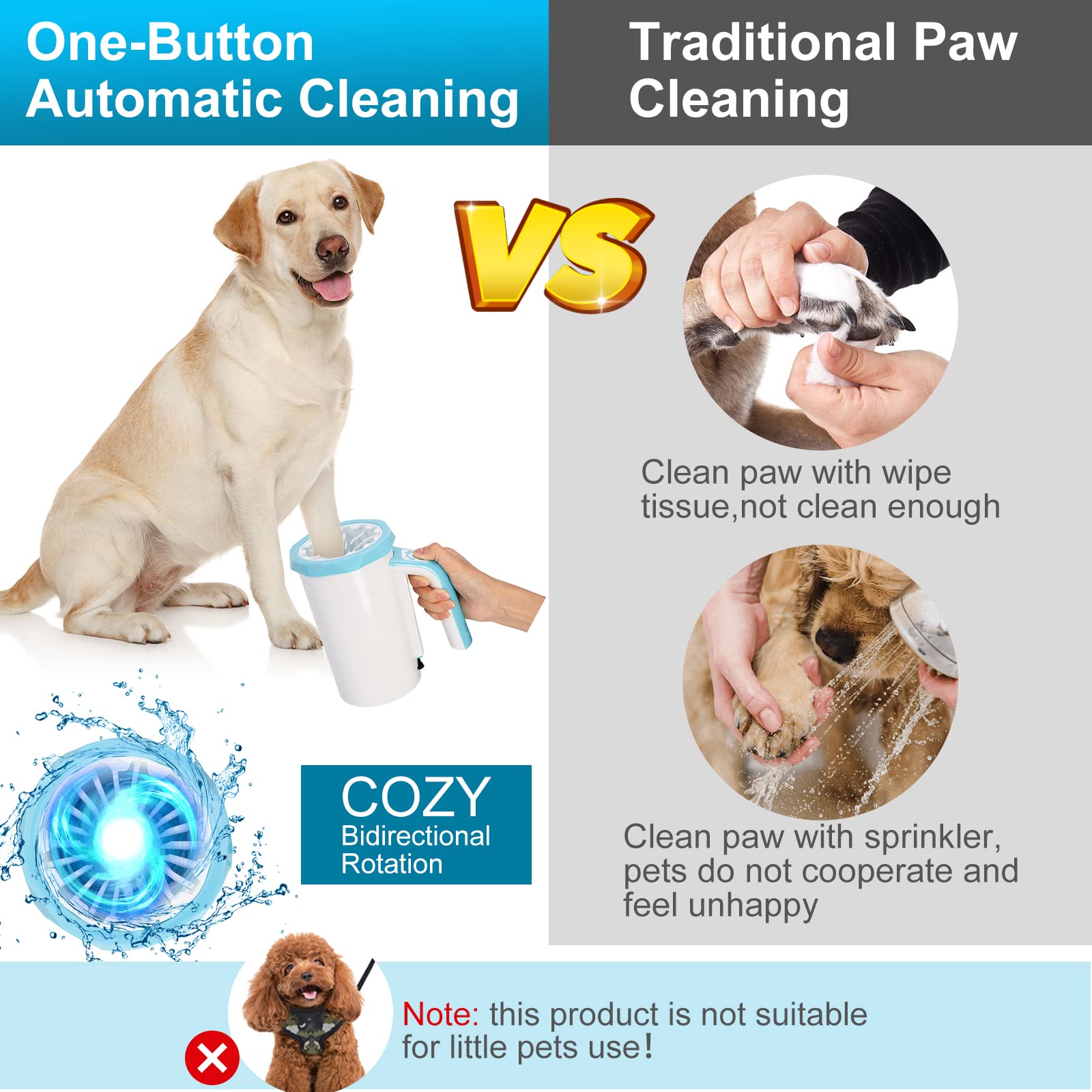 MYPIN 2-in-1 detachable paw cleaner for manual cleaning option