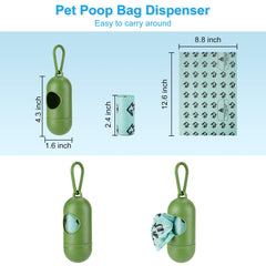 MYPIN poop bag dispenser shown with scooper for portable, on-the-go cleanup