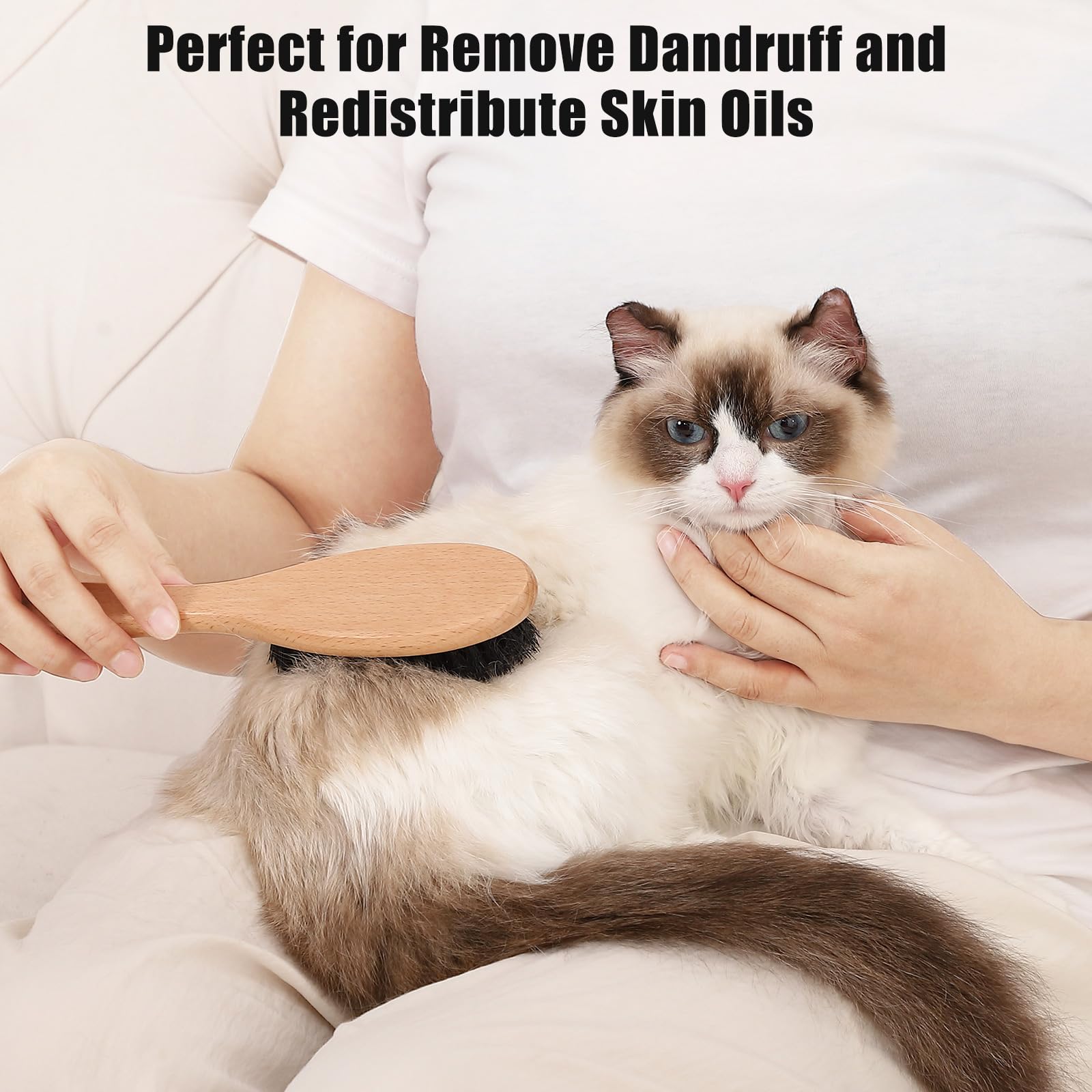 Close-up of Myselect beech wood brush bristles for grooming