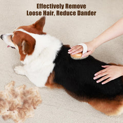 Myselect palm brush with band and handle enables comfortable, wrist-friendly grooming