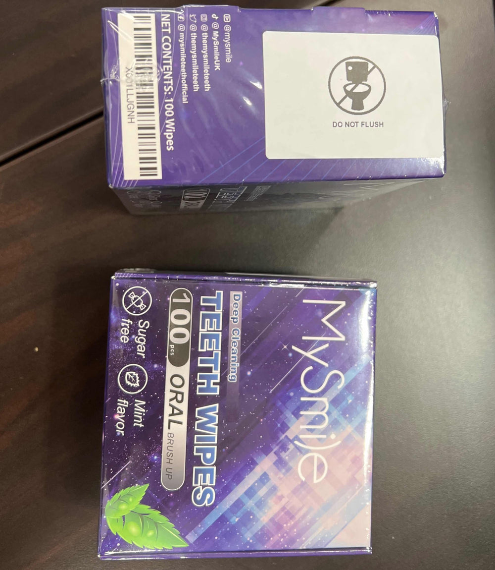 MySmile wipes help remove film on tooth surfaces for a cleaner enamel look