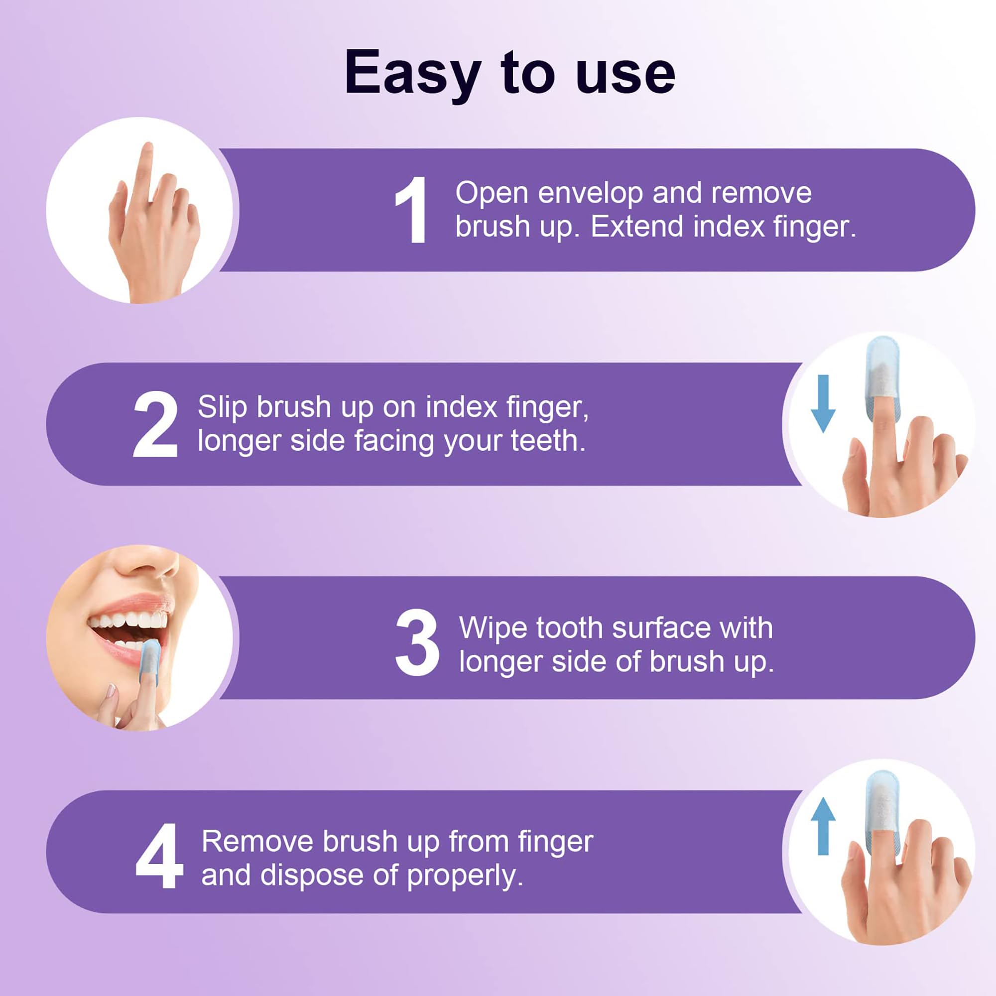 Mint-flavored MySmile wipes provide a fresh breath feel after use