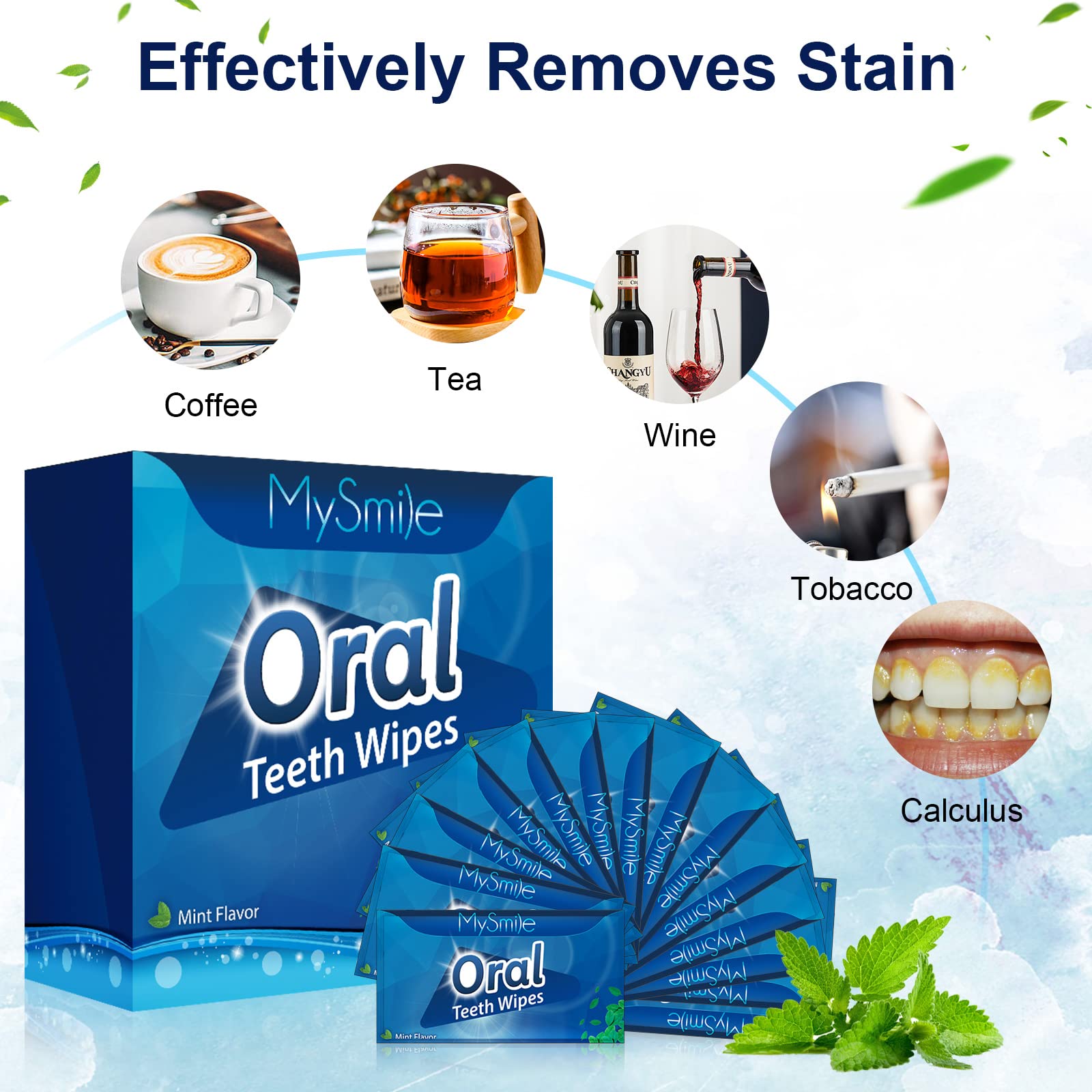 MySmile teeth wipes on finger for quick cleaning after meals