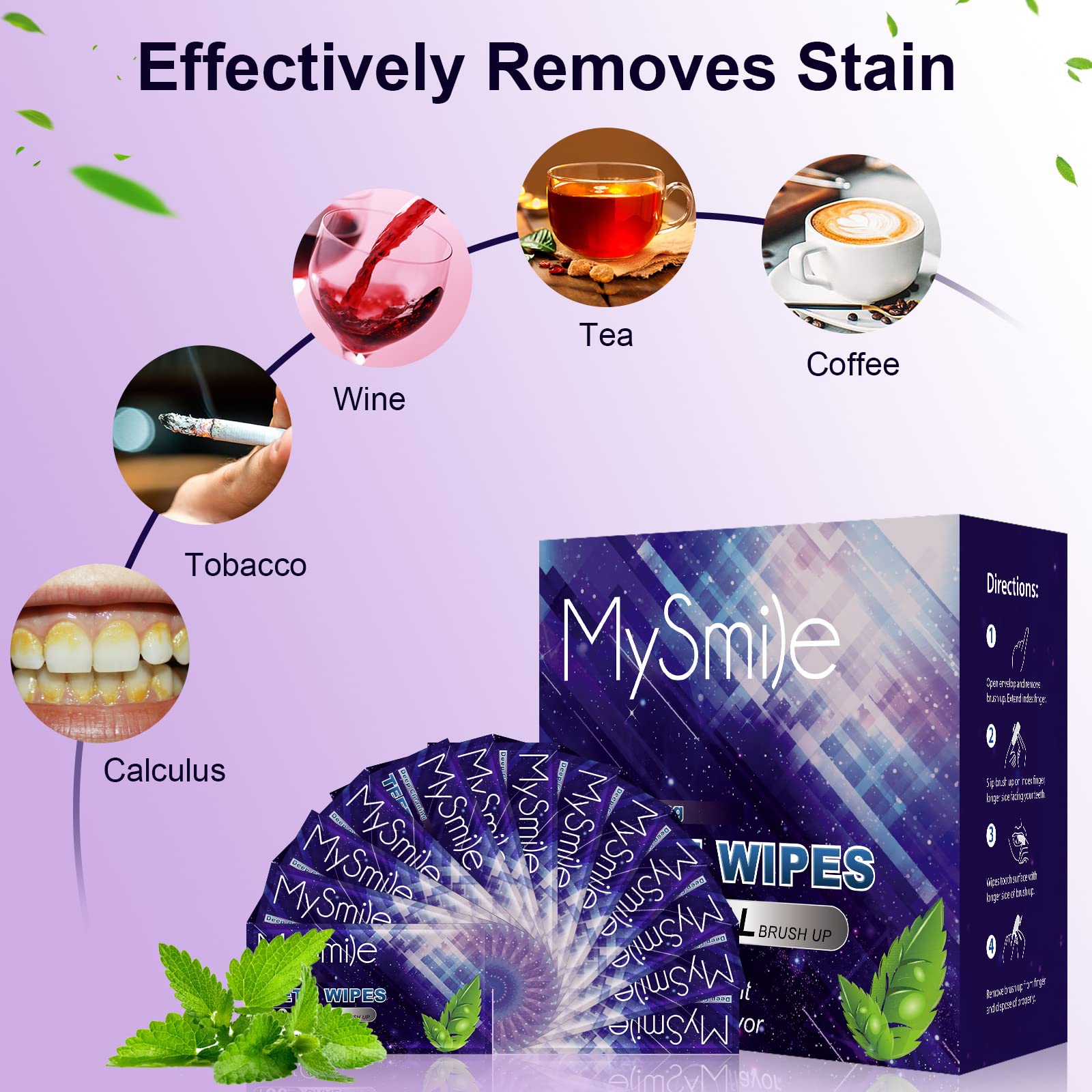 MySmile wipes remove surface stains from coffee, tea, wine for brighter smiles