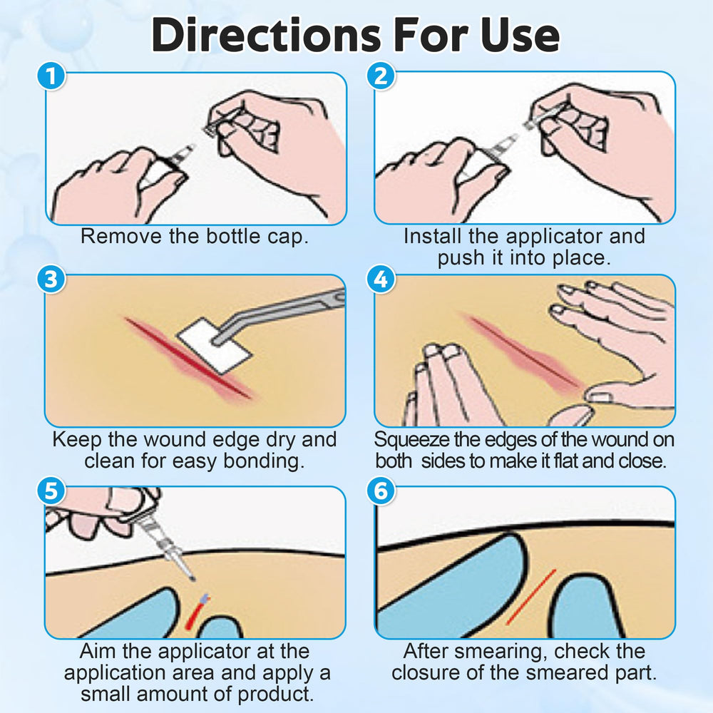 Mysora Vet Tissue Glue dewclaw injury application shown for small pet wounds.