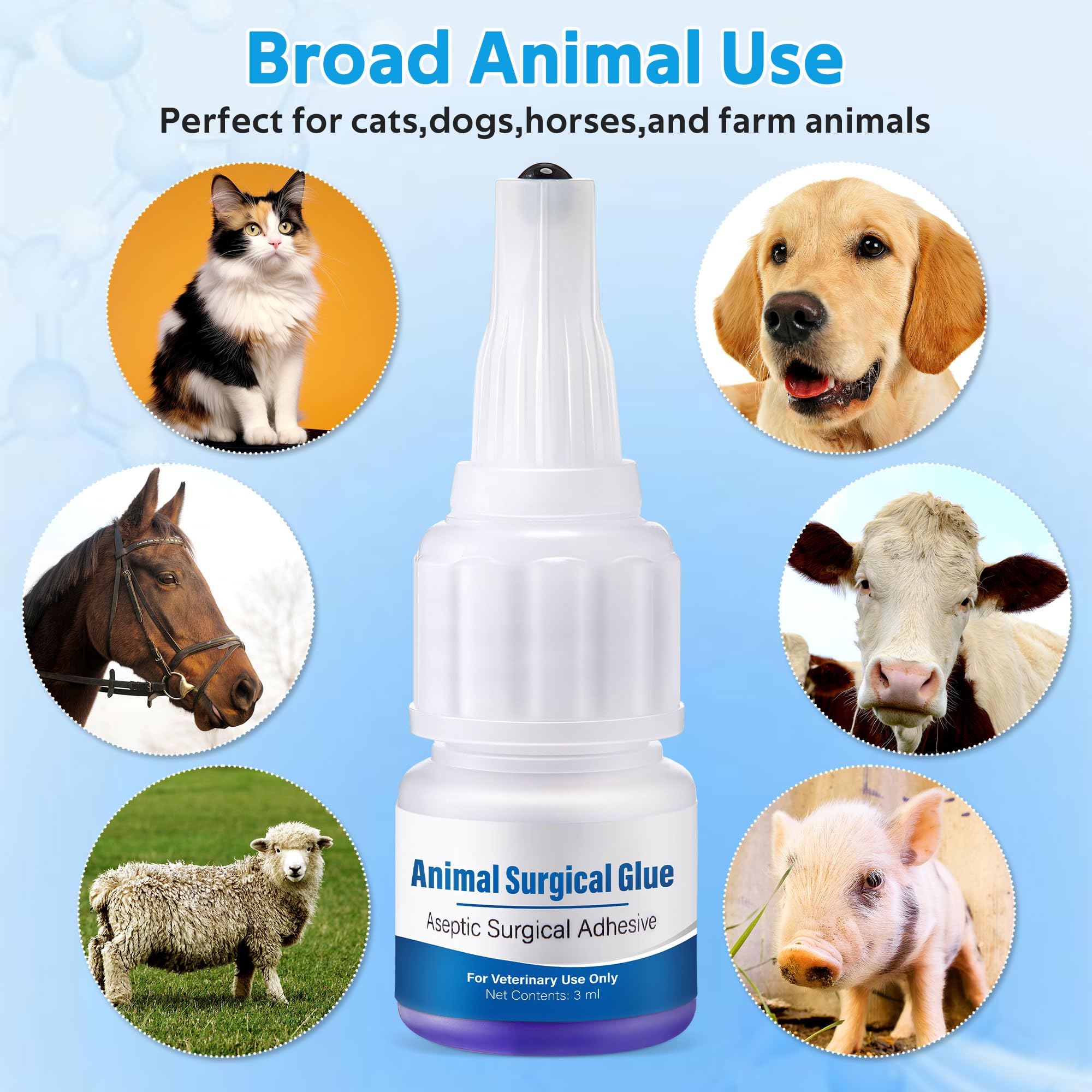 Mysora Vet Tissue Glue 10-tips packaging highlights easy, hygienic wound management.