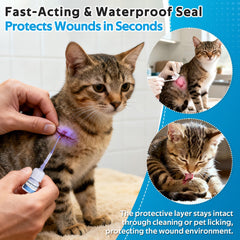 Mysora Vet Tissue Glue sealed wound demonstrates waterproof barrier after application.