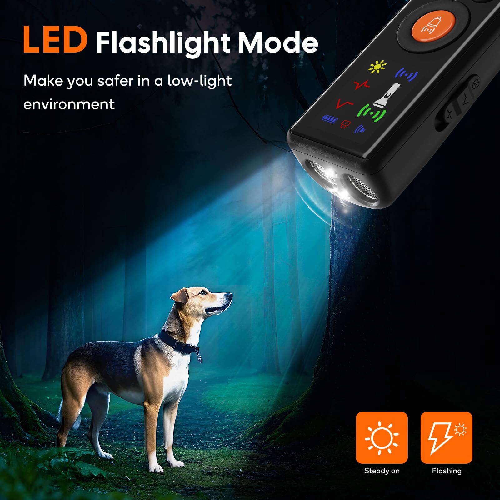 Mystarry bark deterrent includes a battery indicator to monitor charge status.
