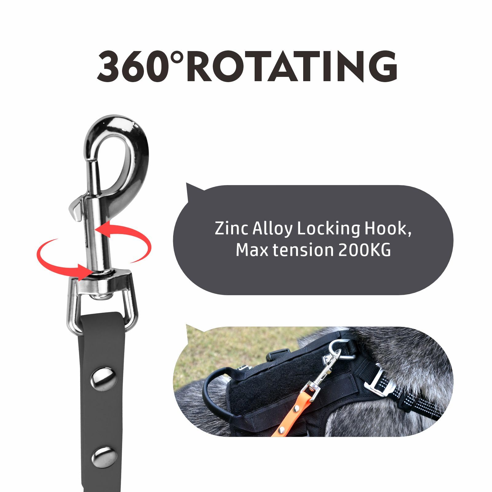 myyAA 15ft long line close-up reveals rust-proof zinc buckle for rugged outdoor play.