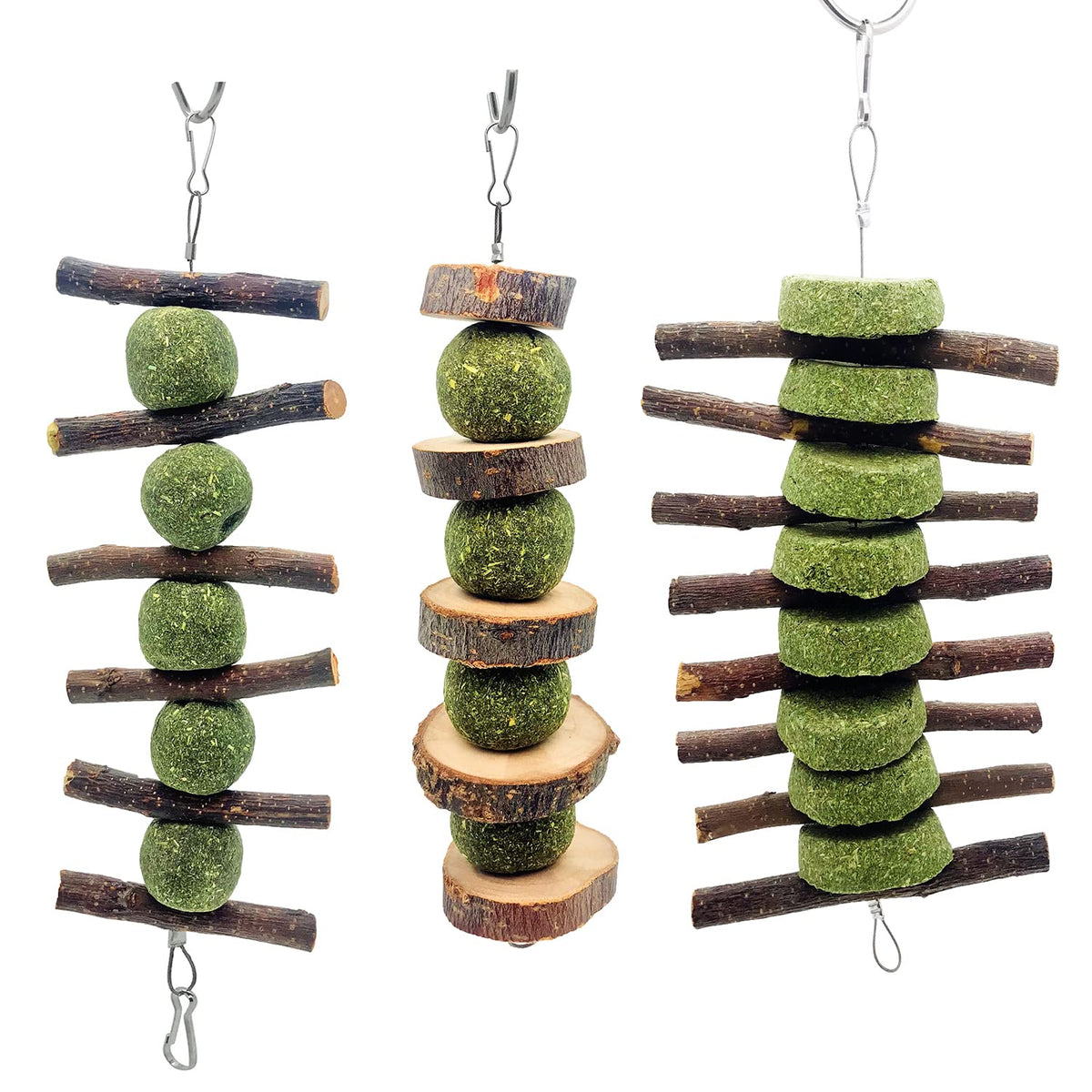 MYYZMY bunny chew toy apple stick close-up highlights natural texture for dental wear and enrichment