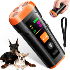 Mzorts dog bark deterrent front view demonstrates a compact training tool for quiet yards