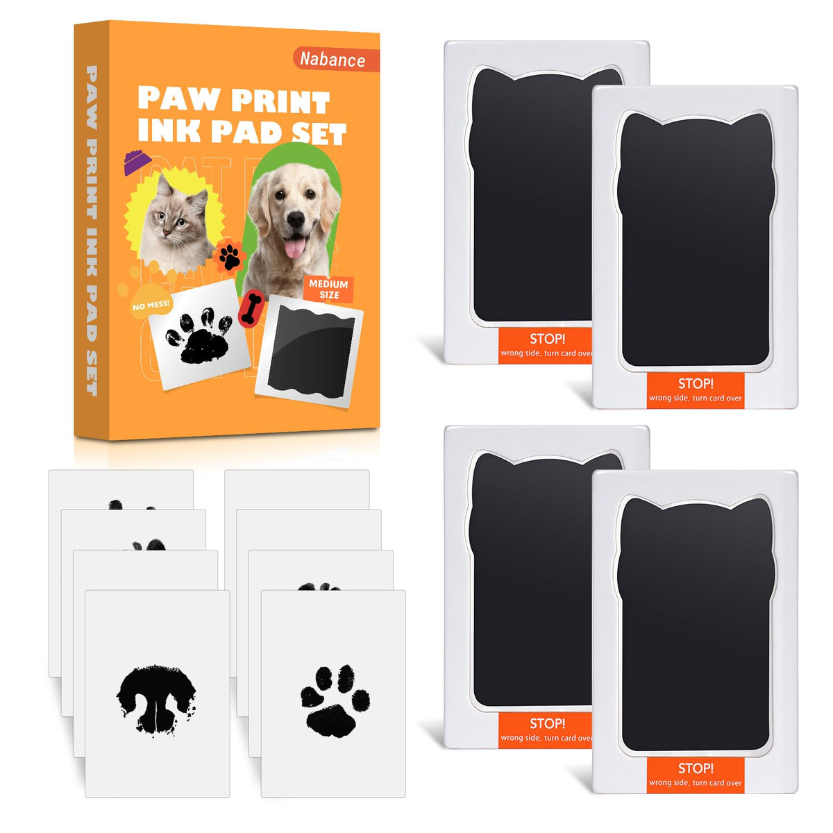 Nabance Clean Touch ink pad shown for mess-free pet footprint captures.
