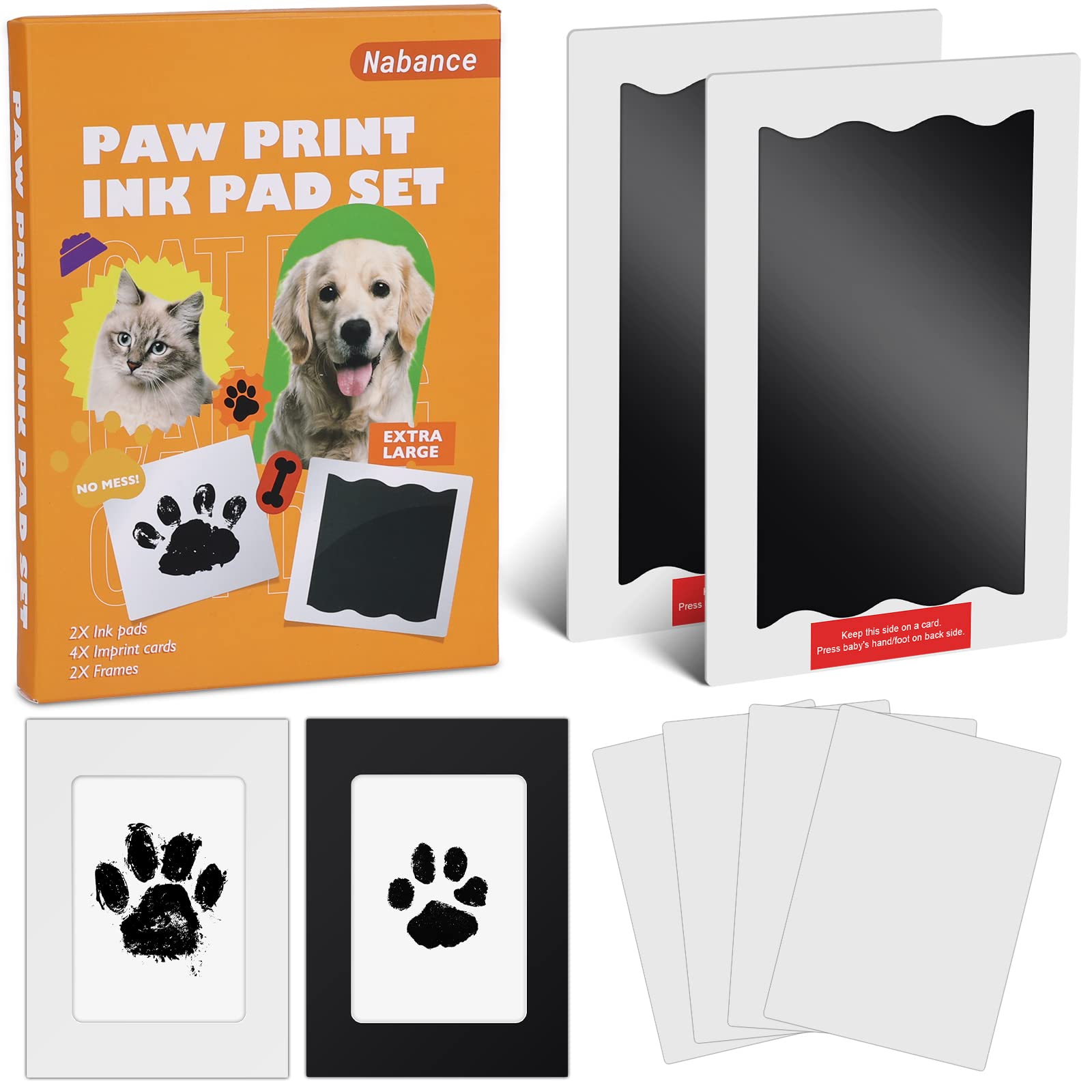 Nabance paw print kit overview showing mess-free impressions for pets.