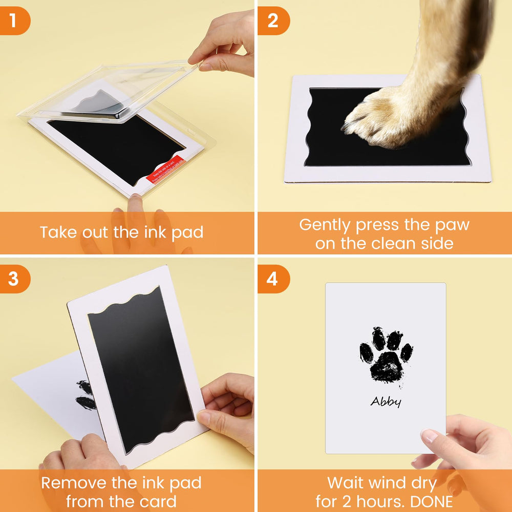 Nabance paw print kit usage image demonstrates easy steps for pet keepsakes.
