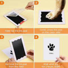 Nabance paw print kit usage image demonstrates easy steps for pet keepsakes.