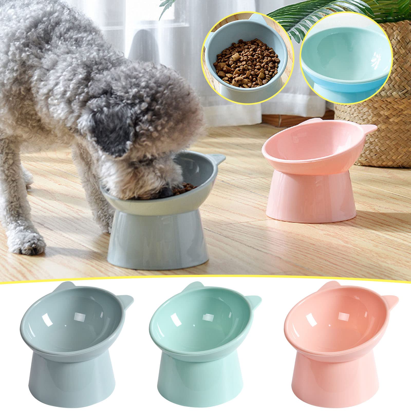 NABOKIO pink cat bowl highlights wide opening for easy access.