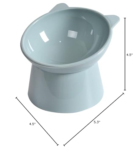 NABOKIO tilted cat food bowl blue – not microwave-safe; follow care guidelines to preserve safety.