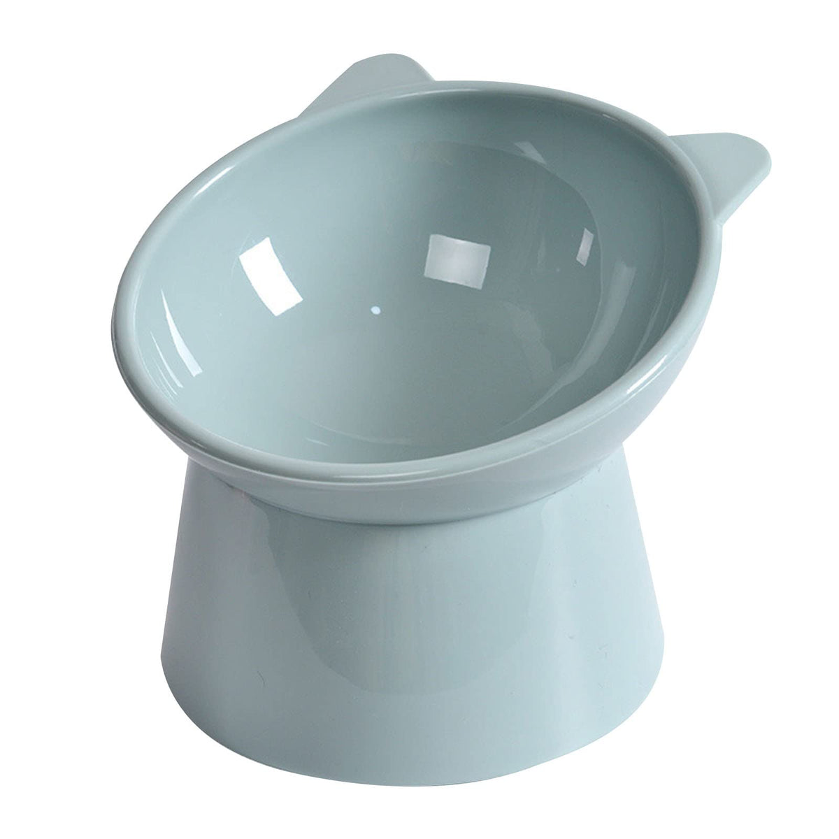 NABOKIO tilted cat food bowl blue – tilted design centers meals for spill-free feeding.