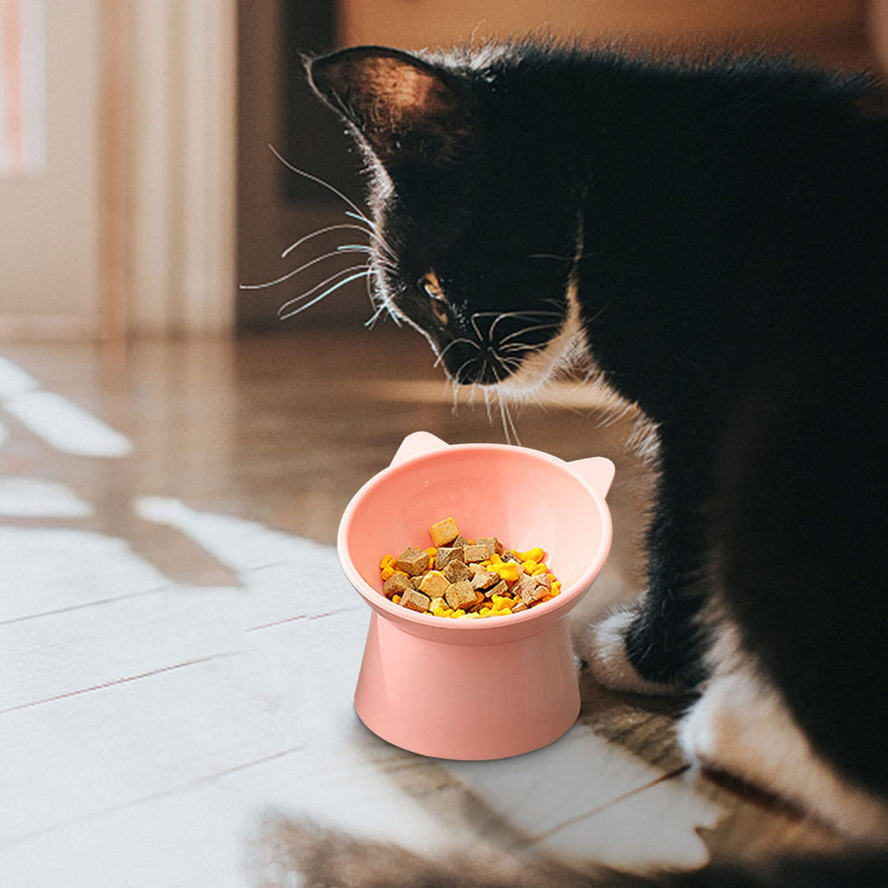 NABOKIO whisker-friendly cat bowl pink promotes comfortable eating for whisker-sensitive cats.