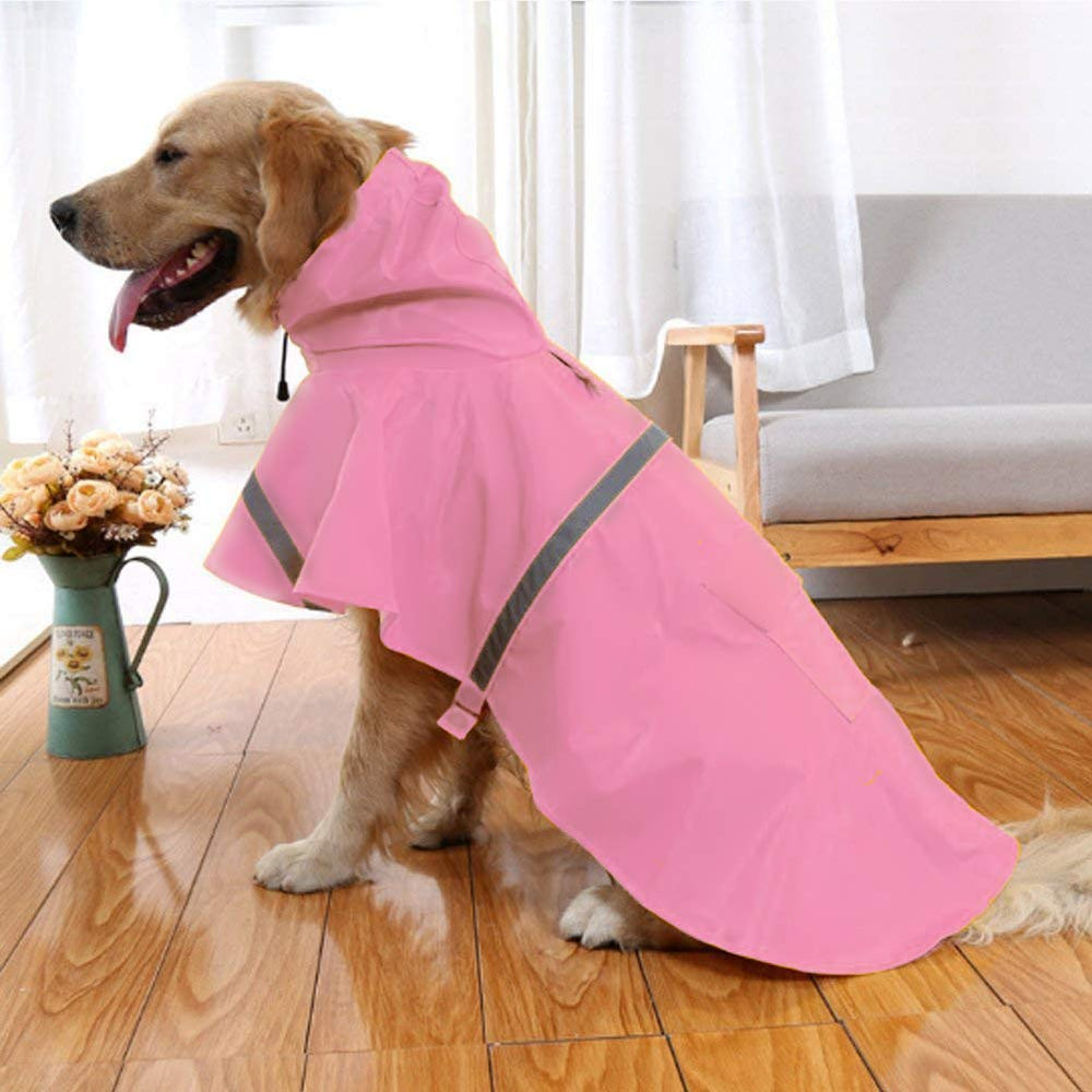 NACOCO dog raincoat reflective strip closeup emphasizes visibility at night.