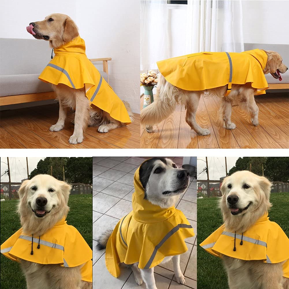 NACOCO large dog raincoat yellow color boosts high-visibility outdoors.