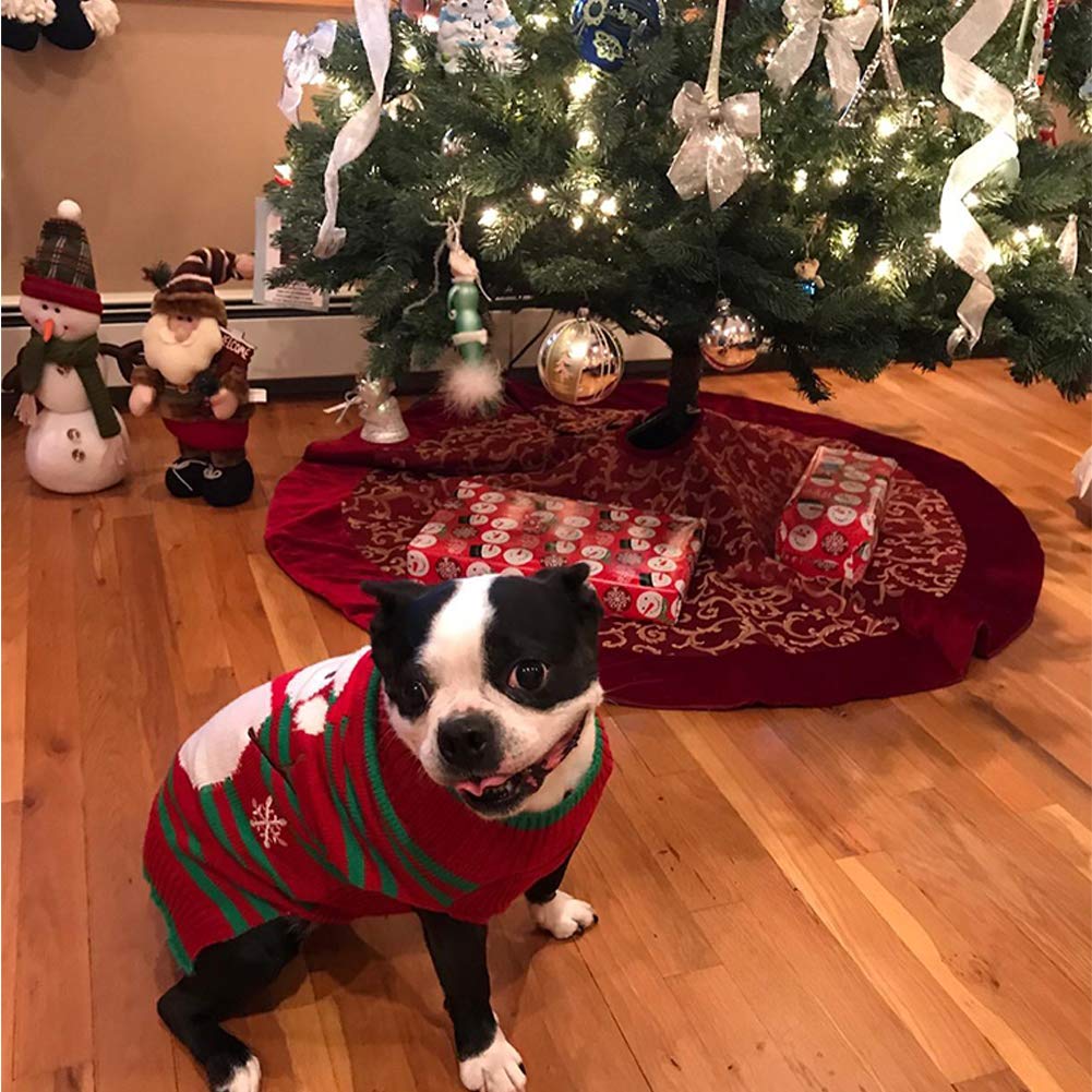 NACOCO dog snow sweater XXS on snowy sidewalk illustrates warm winter wear