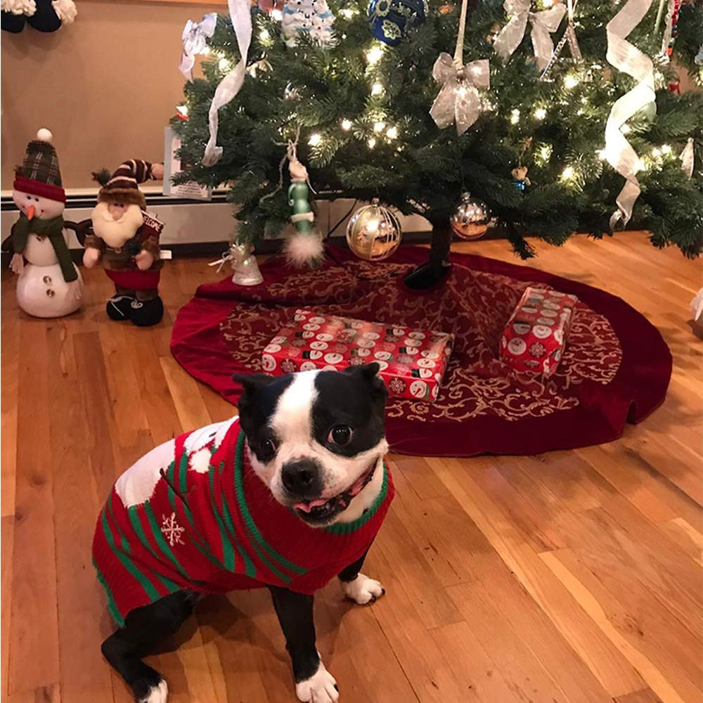 NACOCO dog snow sweater XXS on snowy sidewalk illustrates warm winter wear